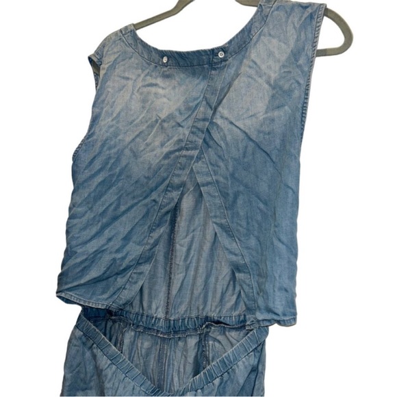 Anthropologie Cloth & Stone Chambray blue distressed-look Sleeveless jum… - Picture 3 of 6